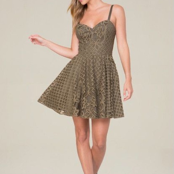 bebe Dresses & Skirts - 👗Bebe👗 fit and flare Olive Lace dress size 8